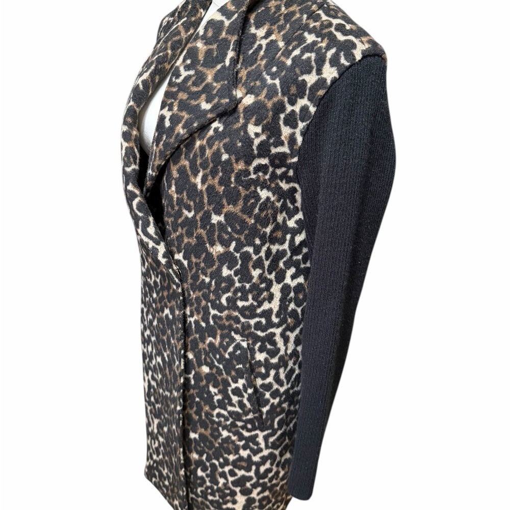 Kenneth Cole New York Cheetah Print Sweater Sleeve Coat Sz Lrg - Picture 4 of 11